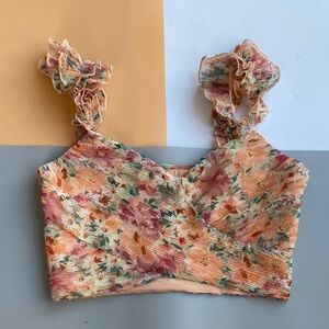 Floral Ruffle Strap Women's Top